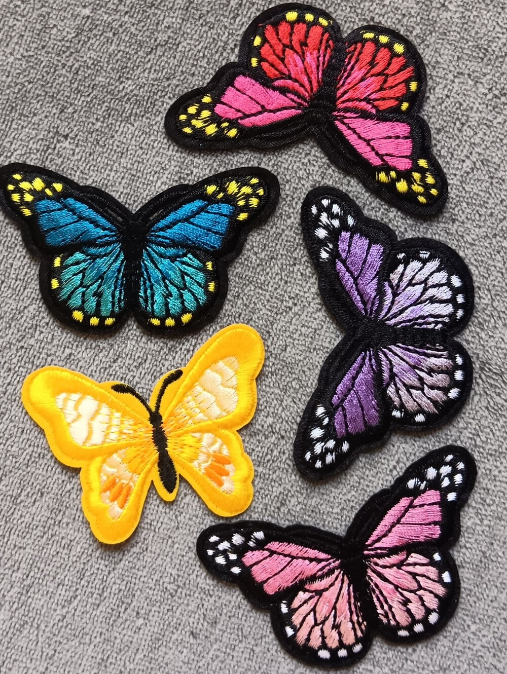 Embroidered Butterfly Iron On Patch Set, Colorful Spring Fairycore Applique Lot